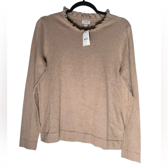 J Crew 100% Cotton ruffleneck sweater Women’s size Medium NWT - Picture 1 of 10